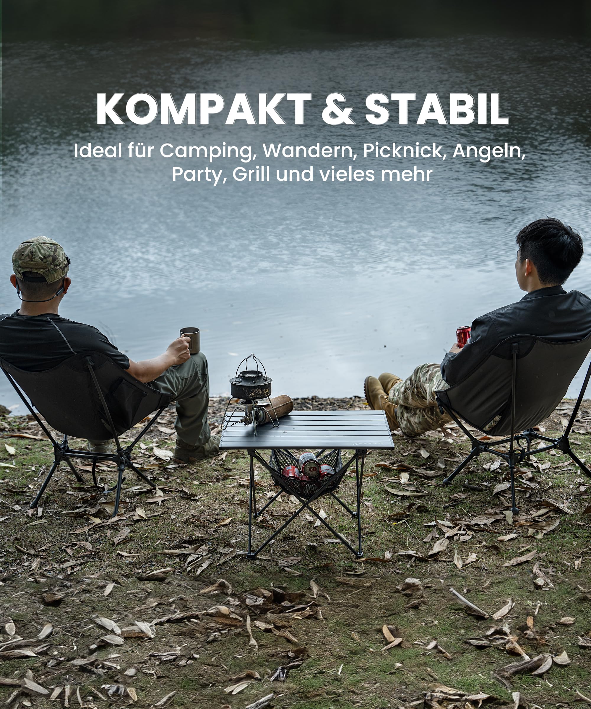 OneTigris SWIFLY Campingtisch Alu faltbar, Klapptisch klein faltbar, Outdoor Tisch Ultraleicht tragbarer, Tisch klappbar, Tragfähigkeit bis zu 30 kg für Outdoor, Wandern (56x40,5x39,5 cm)