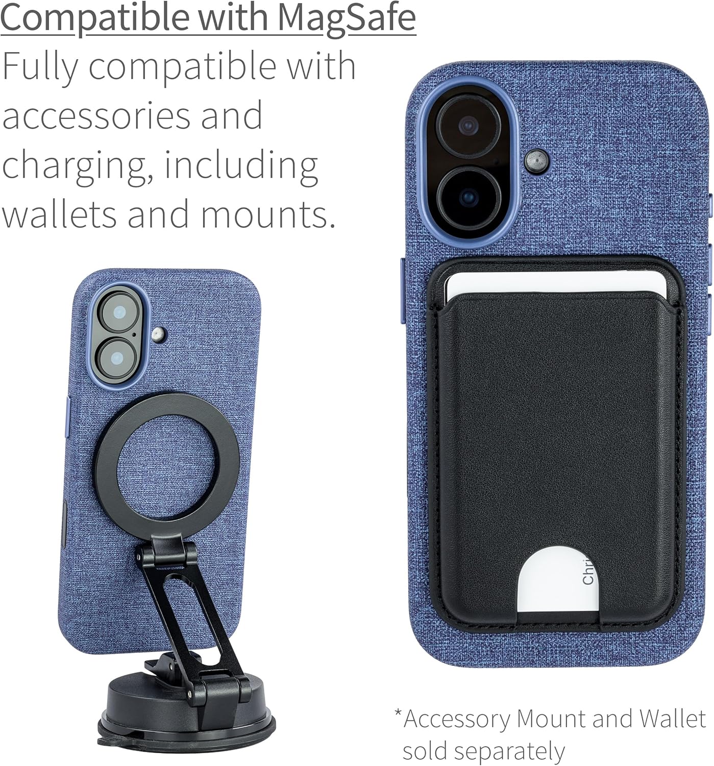 Dockem Faux Leather Case for iPhone 17 Compatible with MagSafe, with Capacitive Camera Control Button (MSVL, Blue)