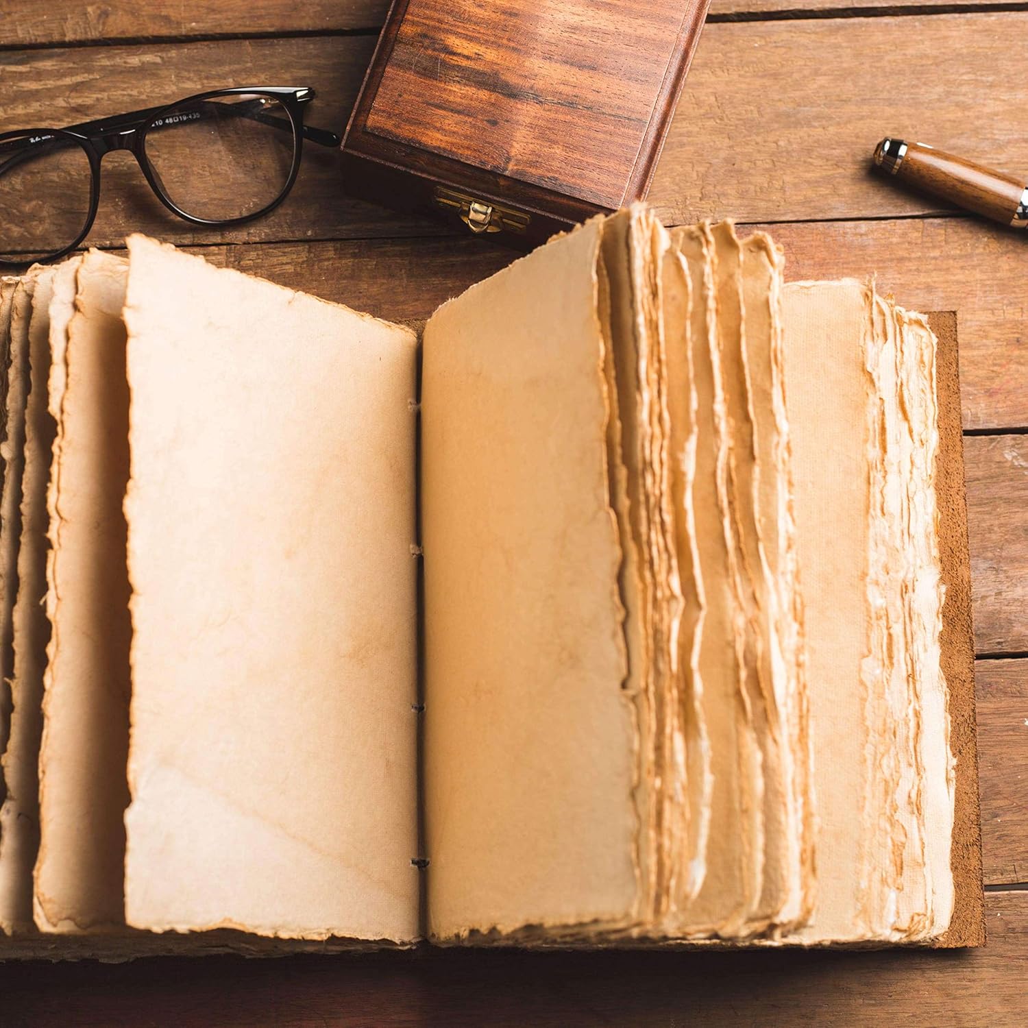 NomadCraftsCo. Leather Journal-Vintage Leatherbound Journal - Handmade Antique Deckle Edge Paper - Leather Sketchbook - Book of Shadows Journal - Thick Journal - Vintage Journal
