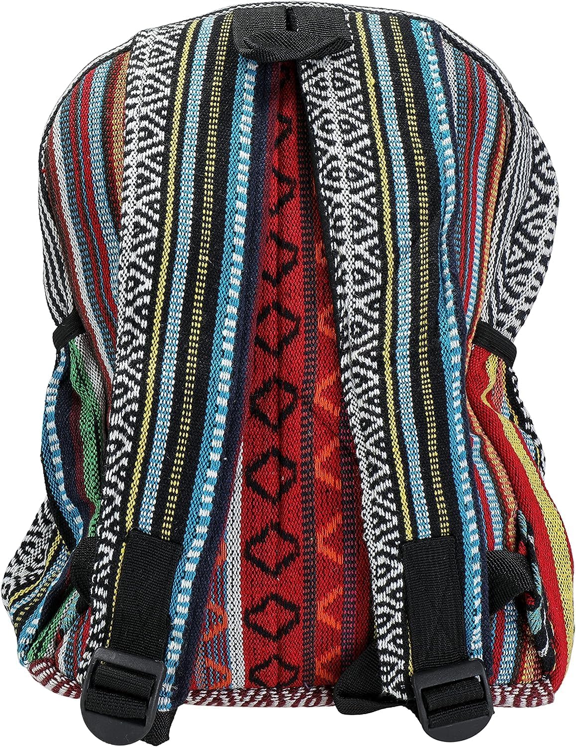 Hemp Backpack Traveling Bagpack, Cotton Canvas Stripe Nepali Himalayan Backpack, College Gift Casual Small Daypack Bag 13 x 11 x 5 Inches - Image 4