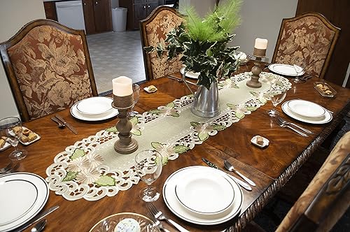 Miniatura 2 de Camino de mesa largo o bufanda de tocador bordada con margaritas doradas (16 pulgadas de ancho x 70 largo)