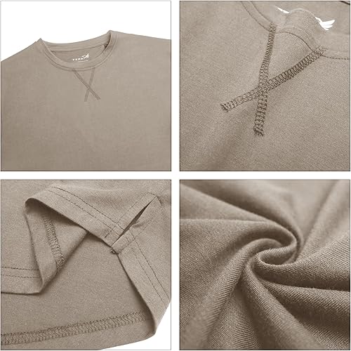 Miniatura 6 de Paquete de 3 camisetas lisas de algodón para hombre de manga corta, cuello redondo casual, camisetas hipster de hip hop de línea larga, corte caído