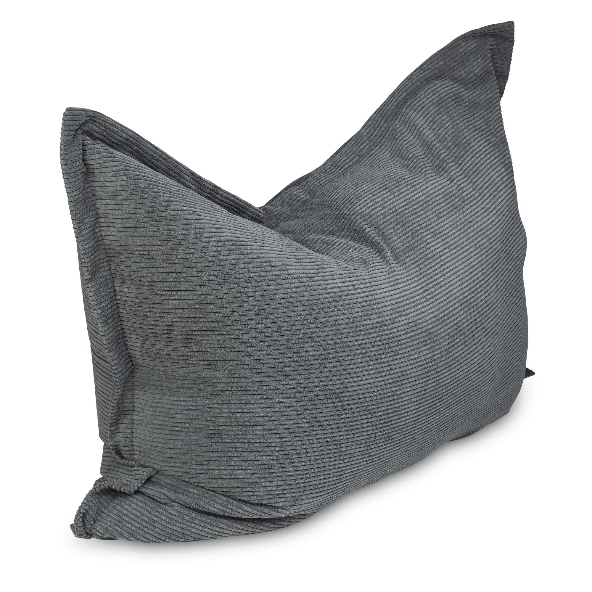 chilly pilley Puf De Pana Cojín De Suelo Puf Relleno De Poliestireno Puf Gigante Material De Cordón Cojín De Asiento Cojín De Jardín para Tumbarse Y Sentarse Cordón 100x155 Gris