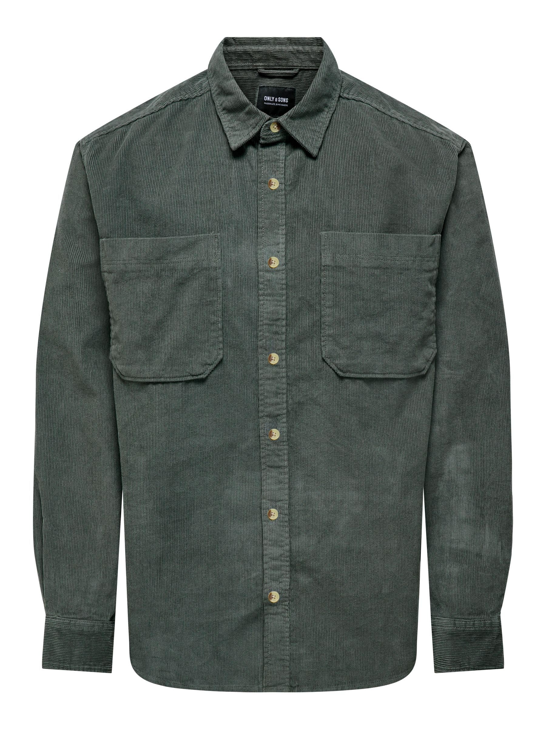 Only & Sons ONSALP RLX 2PKT WASHD Cord LS Shirt NOOS, Castor Gray, L