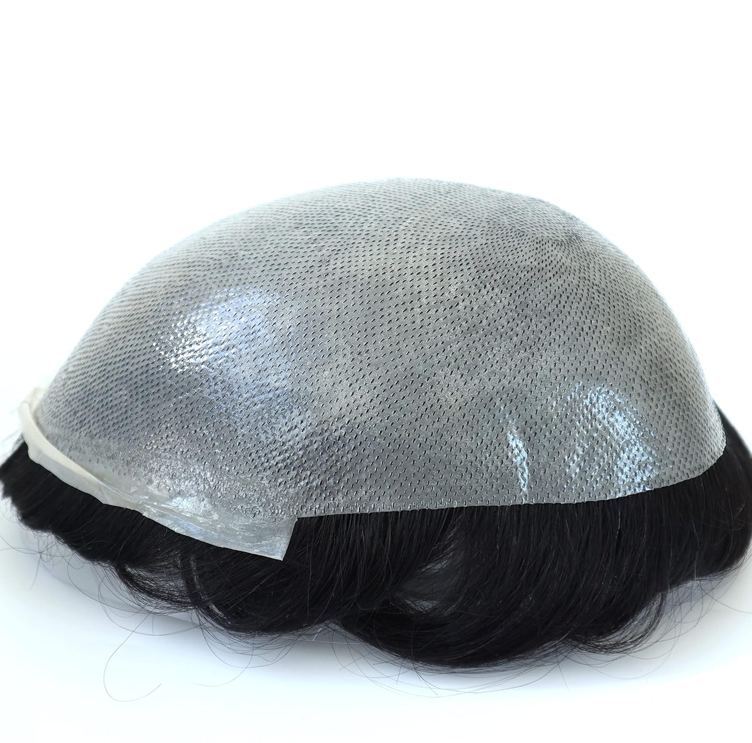 Mens Toupee Human Hair Pieces, Real Wigs for Men, 0.08mm Knotted Thin Skin, Natural Black Hair Units #1C