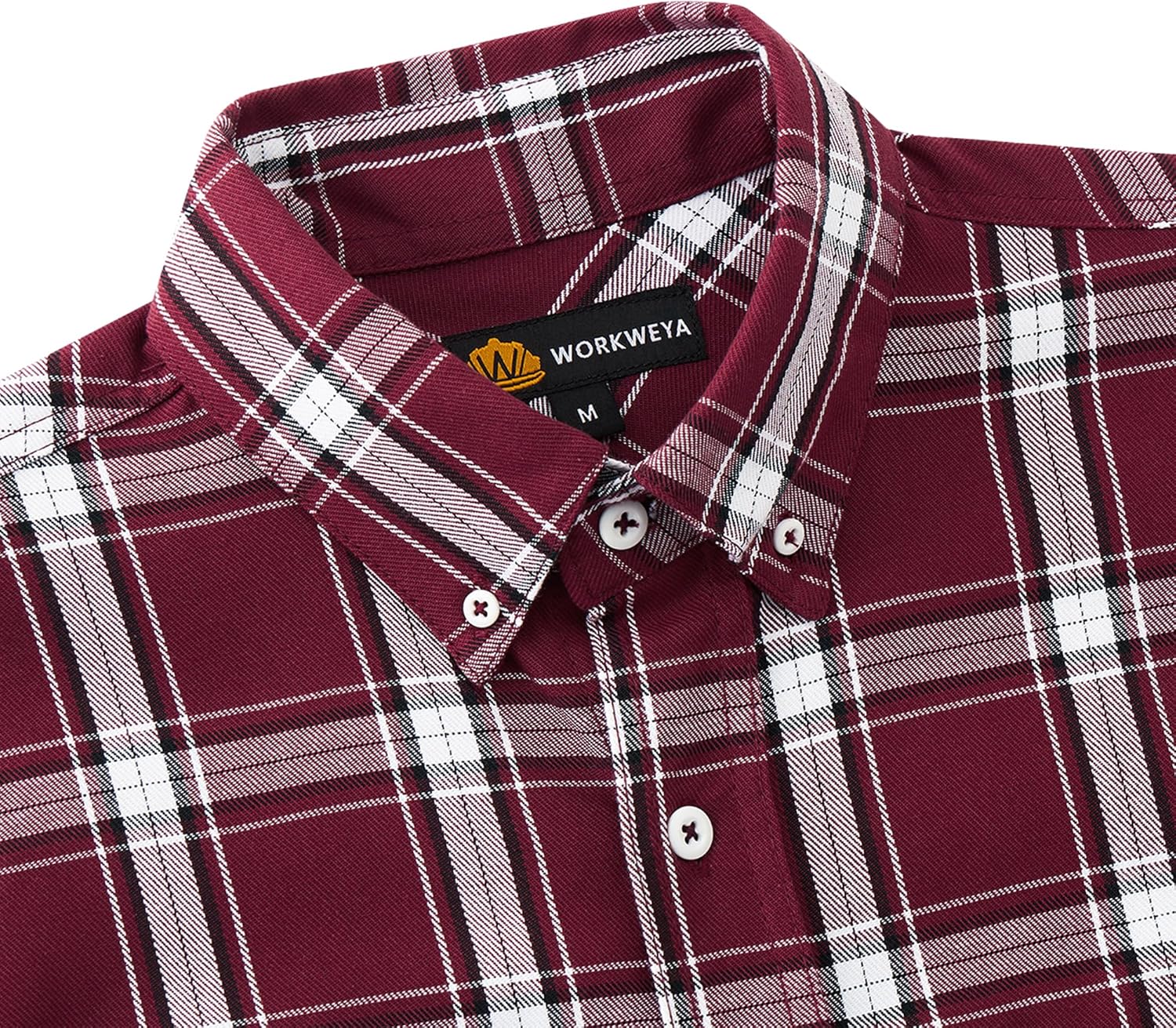 WORKWEYA Men's Flame Resistant Shirts 6.5oz Lightweight Plaid FR Button-Down Welding Shirts CAT2/NFPA2112 - Image 3
