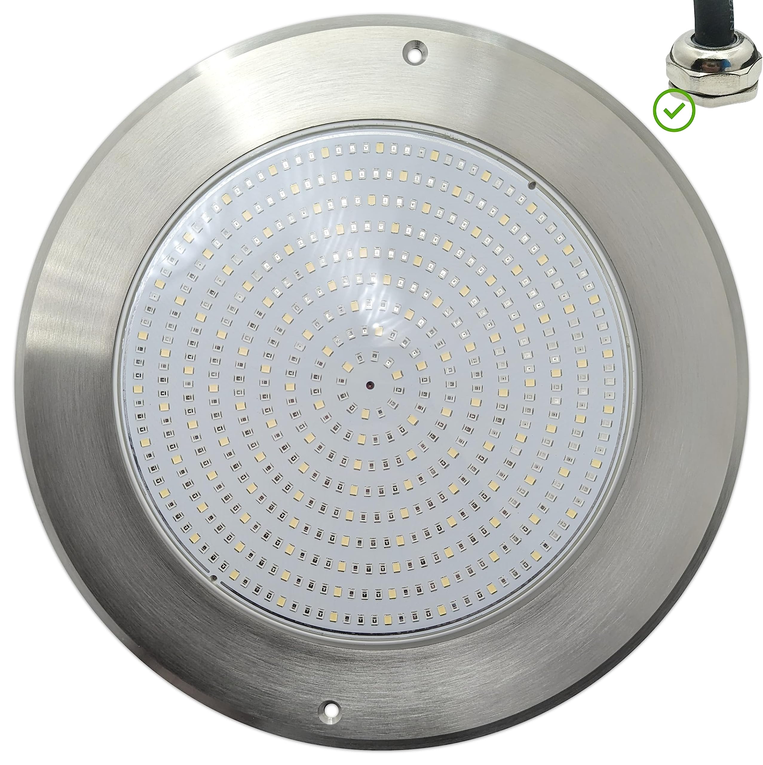 SWIMHOME Warmpool Foco LED Piscina Extraplano Superficie Acero Inoxidable Resina 35W Blanco Frío 6000K 12V 28cm