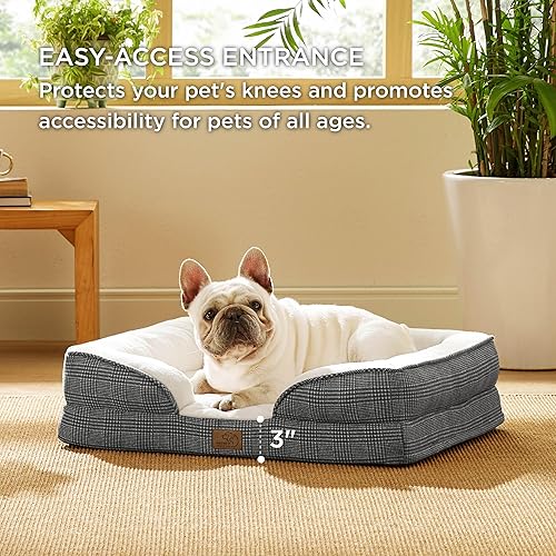 Vista 446 de Bedsure - Cama ortopédica mediana para perros, sofá cama impermeable para perros medianos, espuma de soporte con funda extraíble y lavable, forro