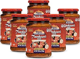 Rani Tandoori Paste (No Colors) 26.5oz (750g) Glass Jar, Pack of 5+1 FREE ~ For Tandoori Chicken, Chicken Tikka, Paneer Tikka | All Natural | NON-GMO | Kosher | Vegan | Gluten Free | Indian Origin