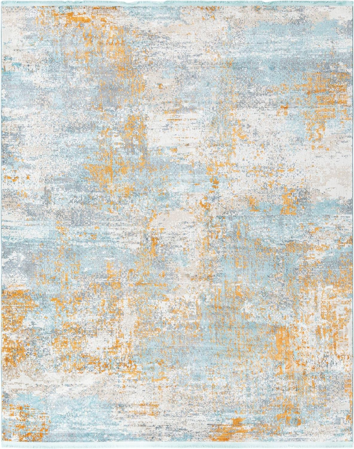 Rugs.com Paragon Collection Rug – 8' x 10' Aqua Medium-Pile Rug Perfect for Living Rooms, Large Dining Rooms, Open Floorplans
