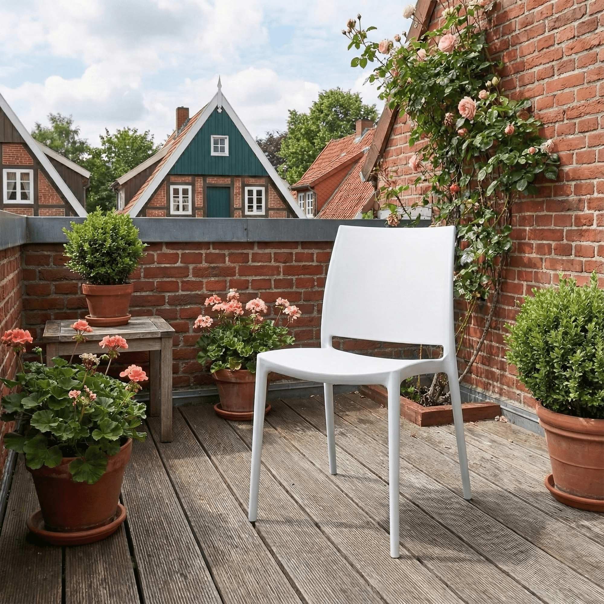 CLP Sillas de Jardin en Juego de 2, apilables y Resistentes a la Intemperie Meton, con reposabrazos, UV, plastico, hasta 150 kg Color:Blanco