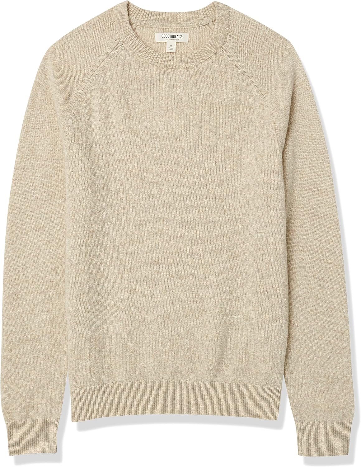 Goodthreads Men's Lambswool Crewneck Jumper (Available in Tall), Oatmeal Heather, 3X-Large