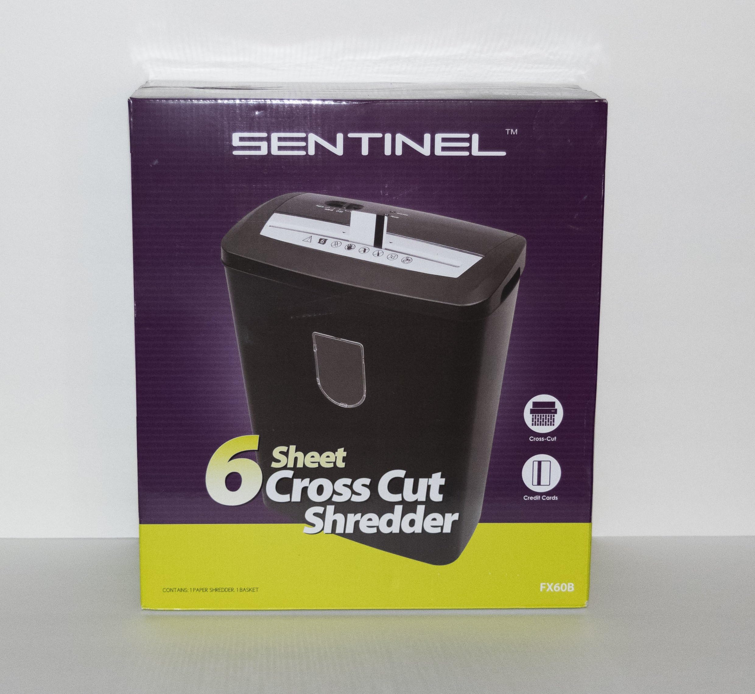 Sentinel FX60B 6-Sheet High Security Cross-Cut Paper/Credit Card Shredder with 3.8 Gallon Waste Basket Shredder