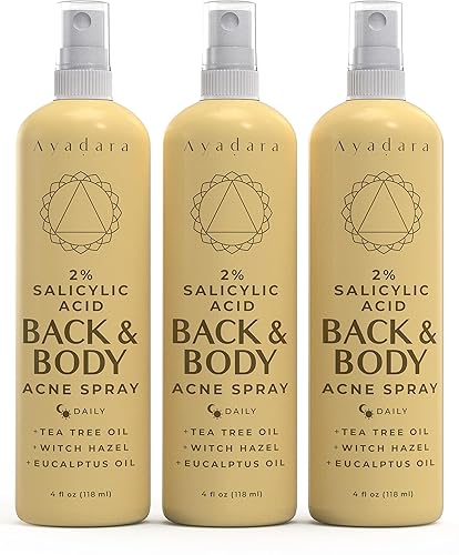Spray corporal para el tratamiento del acné con ácido salicílico al 2%, espray de tratamiento del acné de espalda quística, pecho de árbol de té,