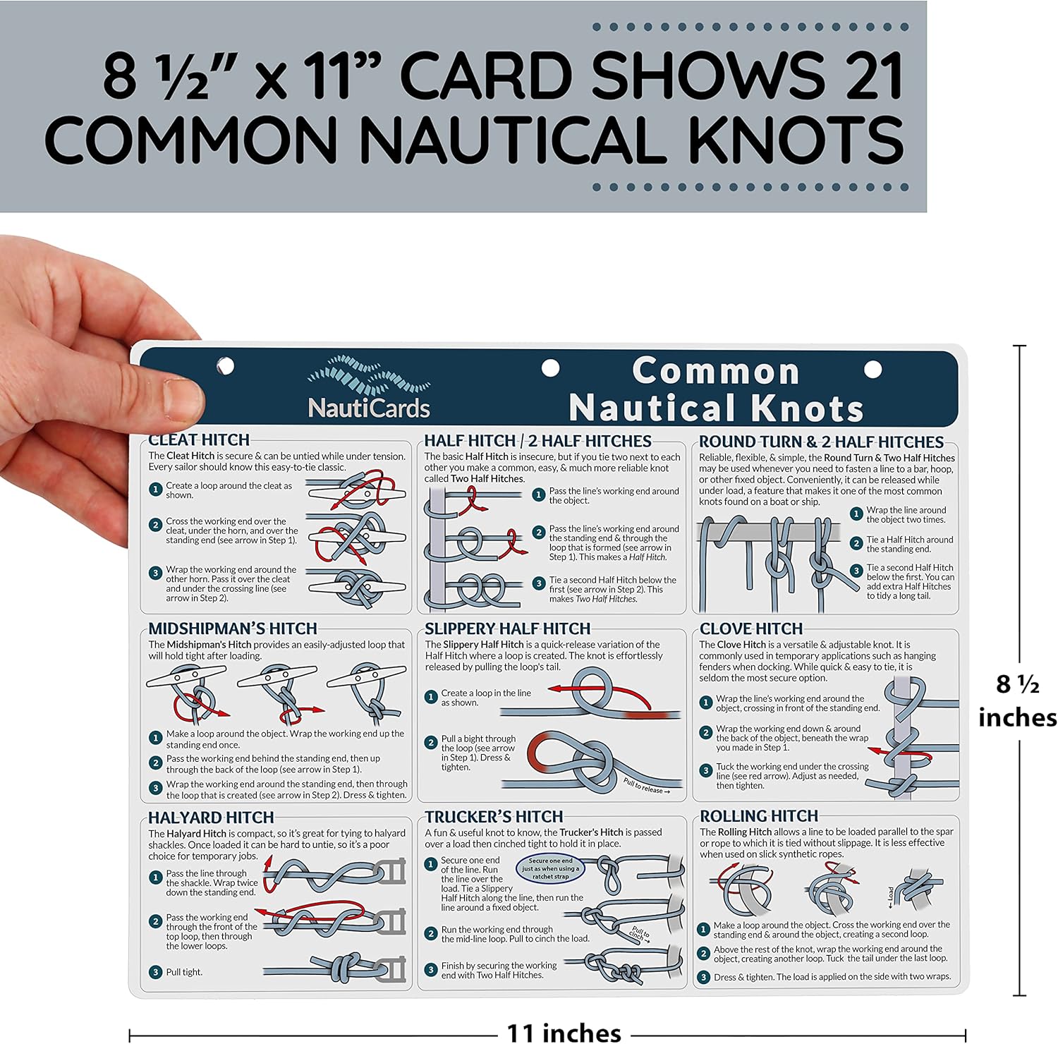Deluxe Nautical Knot Tying Kit - 6" Boat Cleat, Jute and Poly Ropes, and Waterproof Nautical Guide to 21 Sailing and Boating Knots