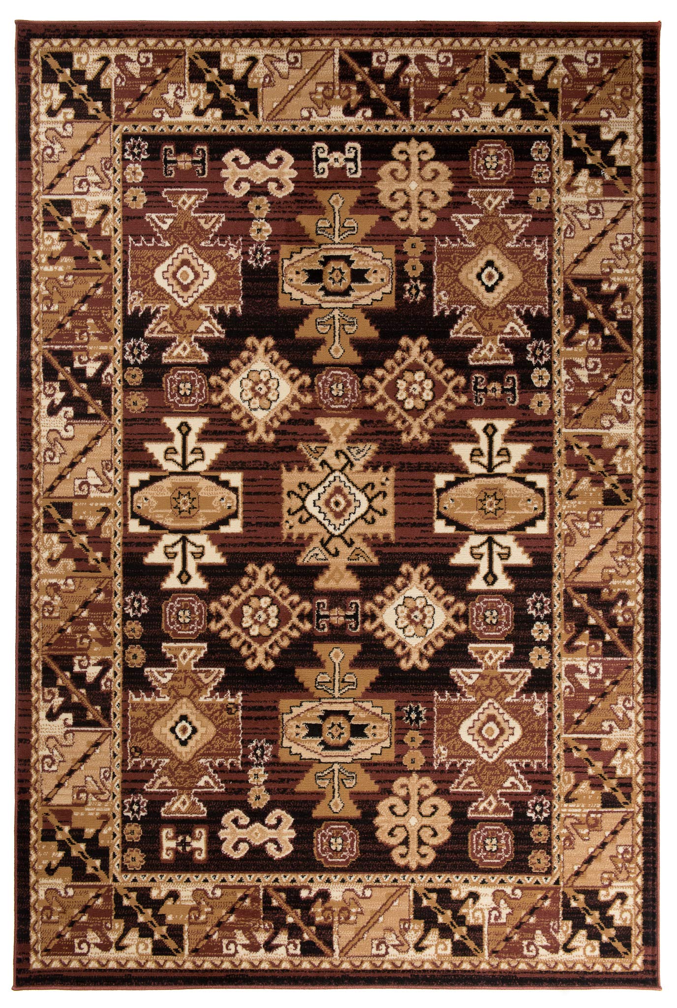 Carpeto Rugs Tappeto Orientale Salotto a Pelo Corto Marrone 140 x 200 cm Classico Persian Design