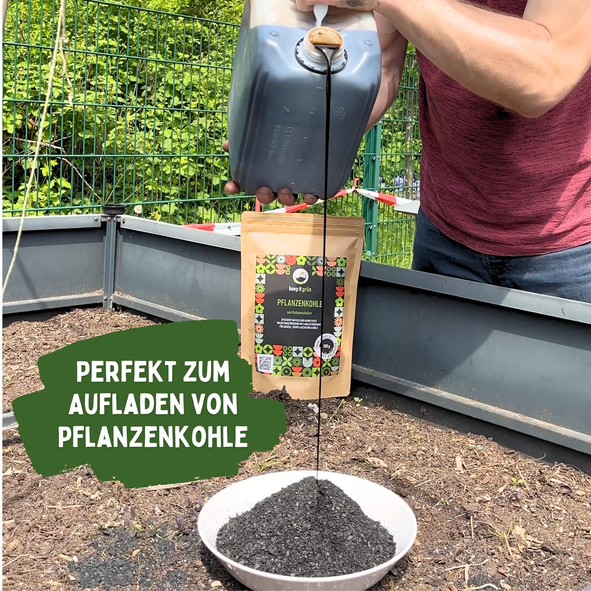 Pflanzenkohle Starterset groß | einfach zusammenmischen, dauerhafte Bodenverbesserung, speichert Wasser & Nährstoffe, Humusförderung, reicht für 28m²