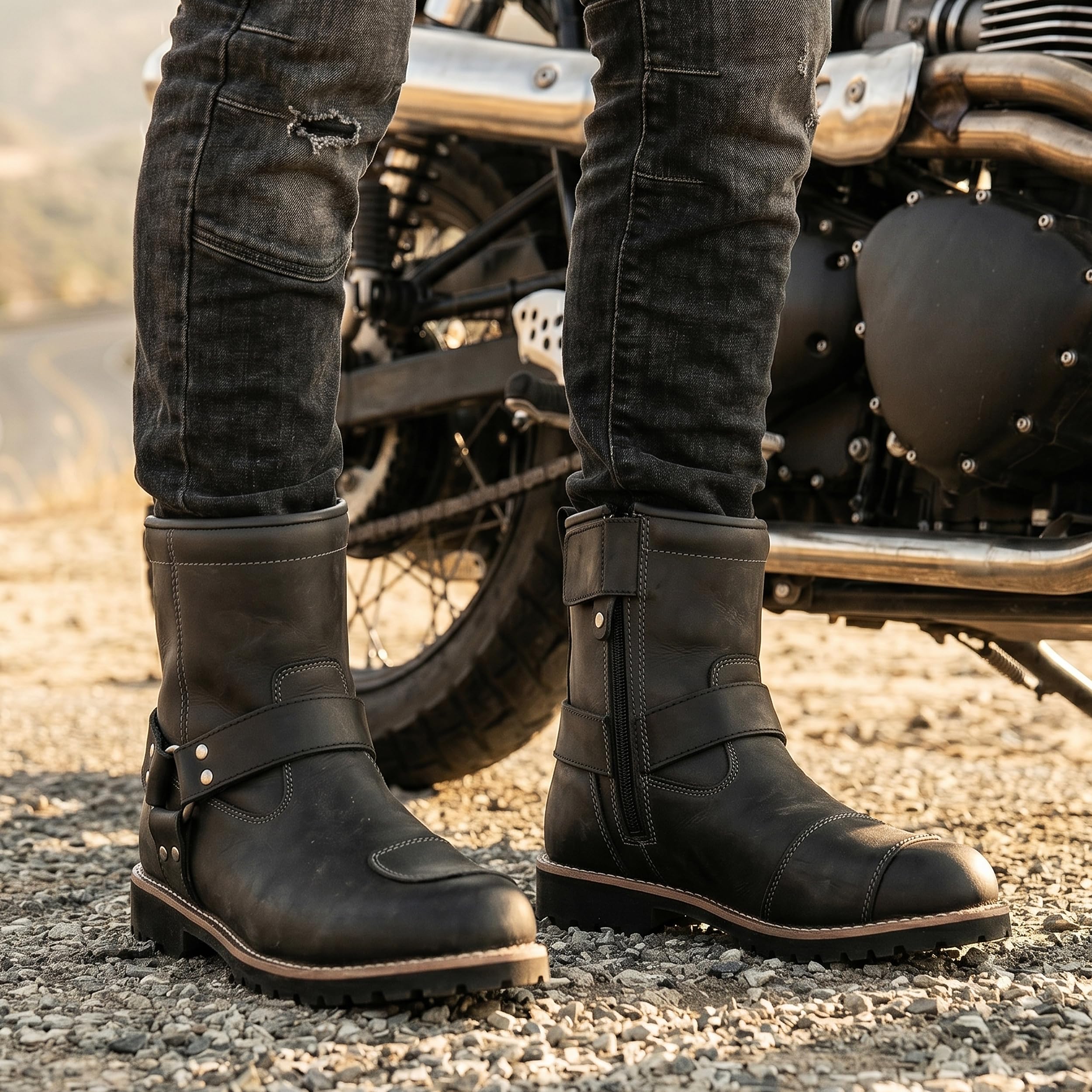VPR Viper R40 Bottes de moto de tourisme et d'équitation en cuir véritable CE pour homme – Bottes de moto courtes avec membrane imperméable et respirante, chaussures de protection CE EN13634:2020