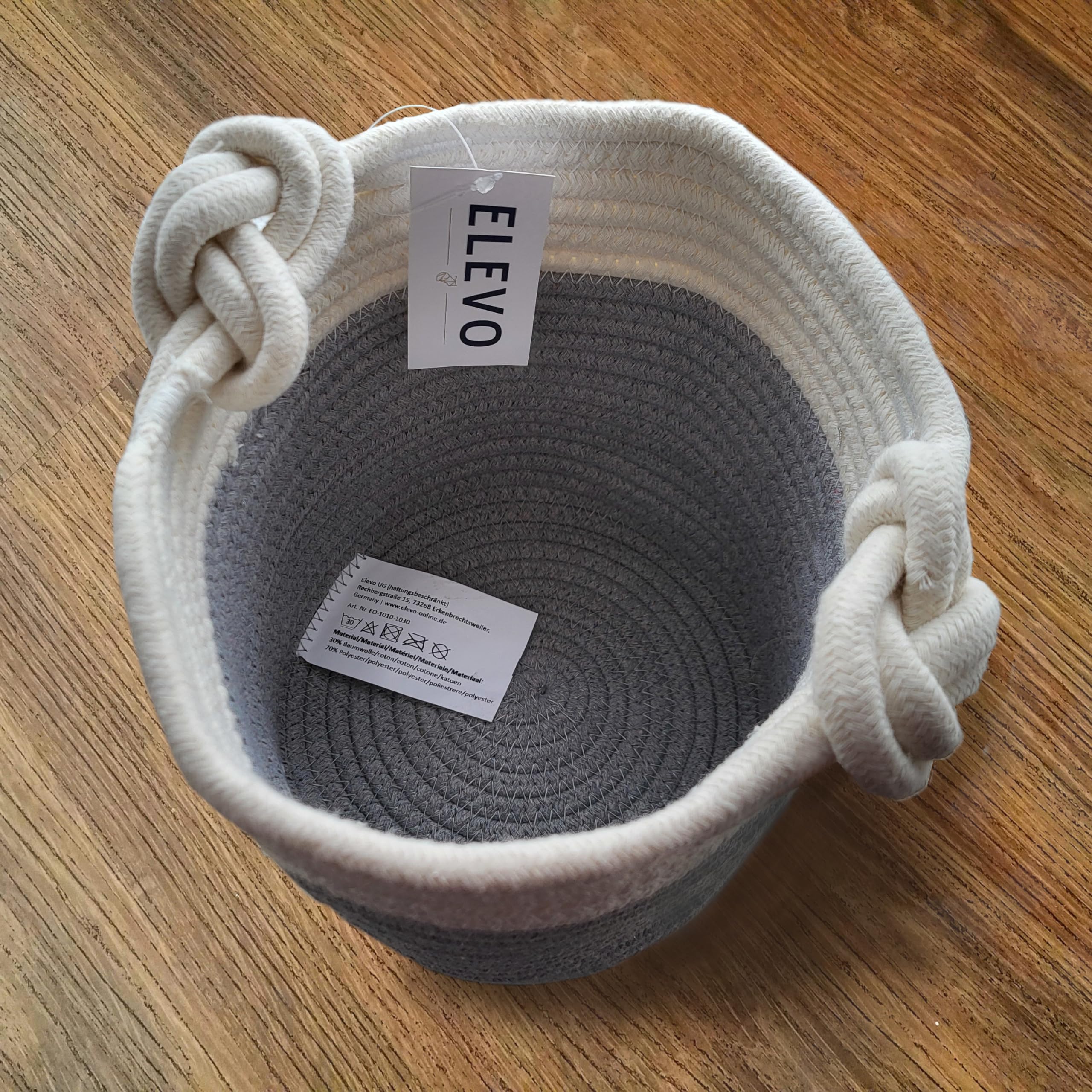 ELEVO Korb klein 23x28cm, Aufbewahrungsbox, Aufbewahrungskorb, Blumentopf, Wäschesammler, Spielzeugkiste, Treppenkorb, Seilkorb, Papierkorb, für Badezimmer, Organizer, Übertopf für Pflanzen (Größe M)