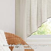 Vista 6 de RYB HOME - Cortinas para la parte superior de la ventana, cortinas semitraslúcidas de lino texturizado, bolsillo para cortinero, privacidad, juego