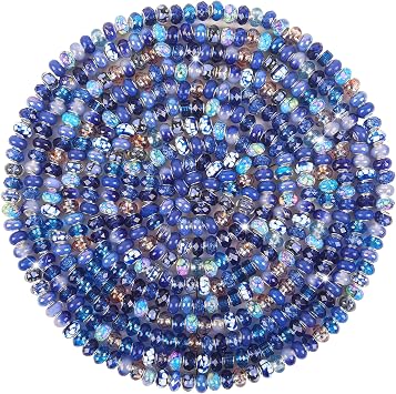 150Pcs Large Hole Beads Spacer Beads Dark Blue Assorted European Craft Big Beads Large Hole Lampwork Murano Bead Fairy Wand Garden Bead for DIY Pens Charm Bracelets Jewelry Making Decoration Supplies