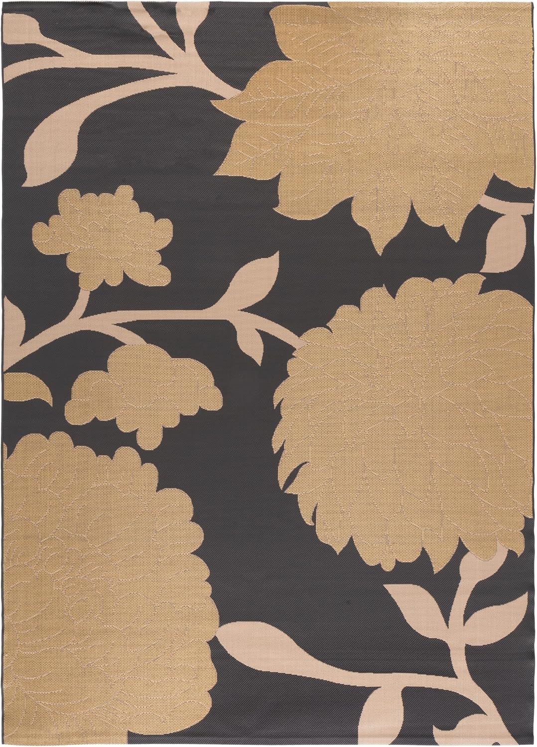 SAFAVIEH Courtyard Collection 8' x 11' Anthracite/Beige CY7321 Indoor/ Outdoor Waterproof Easy-Cleaning Patio Backyard Mudroom Area-Rug