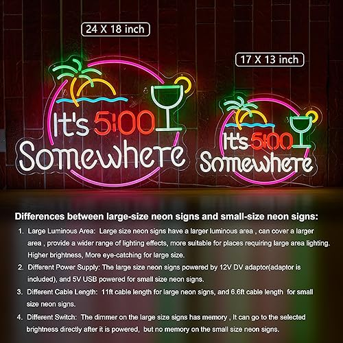 Miniatura 8 de Letrero de luz de neón de Tiki Bar acrílico regulable LED de neón de 16 x 13 pulgadas para bar de cerveza, pub, club, restaurante, pared, decoración