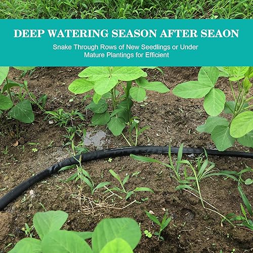 Miniatura 7 de AIODE Manguera de remojo plana de 15 pies para camas de jardín, manguera de goteo resistente, ahorra un 80% de agua para árboles vegetales (15 pies)