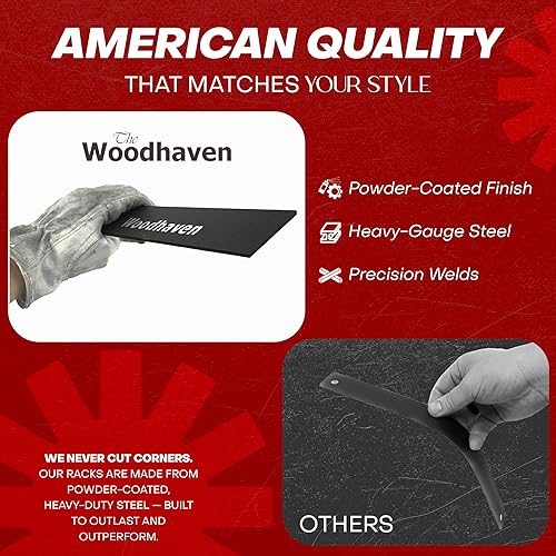 Miniatura 6 de Woodhaven Pioneer - Estante para leña de 8 pies con tapa, color negro, soporte de troncos de acero para exteriores con tapa, ideal para madera