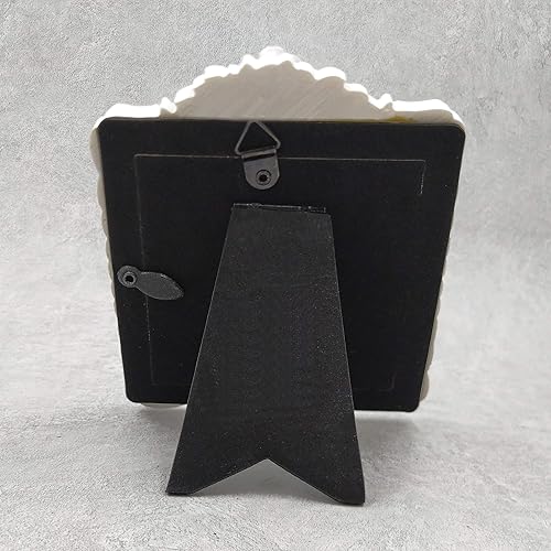 Miniatura 6 de Marco de fotos cuadrado de 3 x 3 pulgadas, marco de borde blanco y dorado. Marco de fotos hecho a mano de resina. Panel de vidrio. Cubierta de