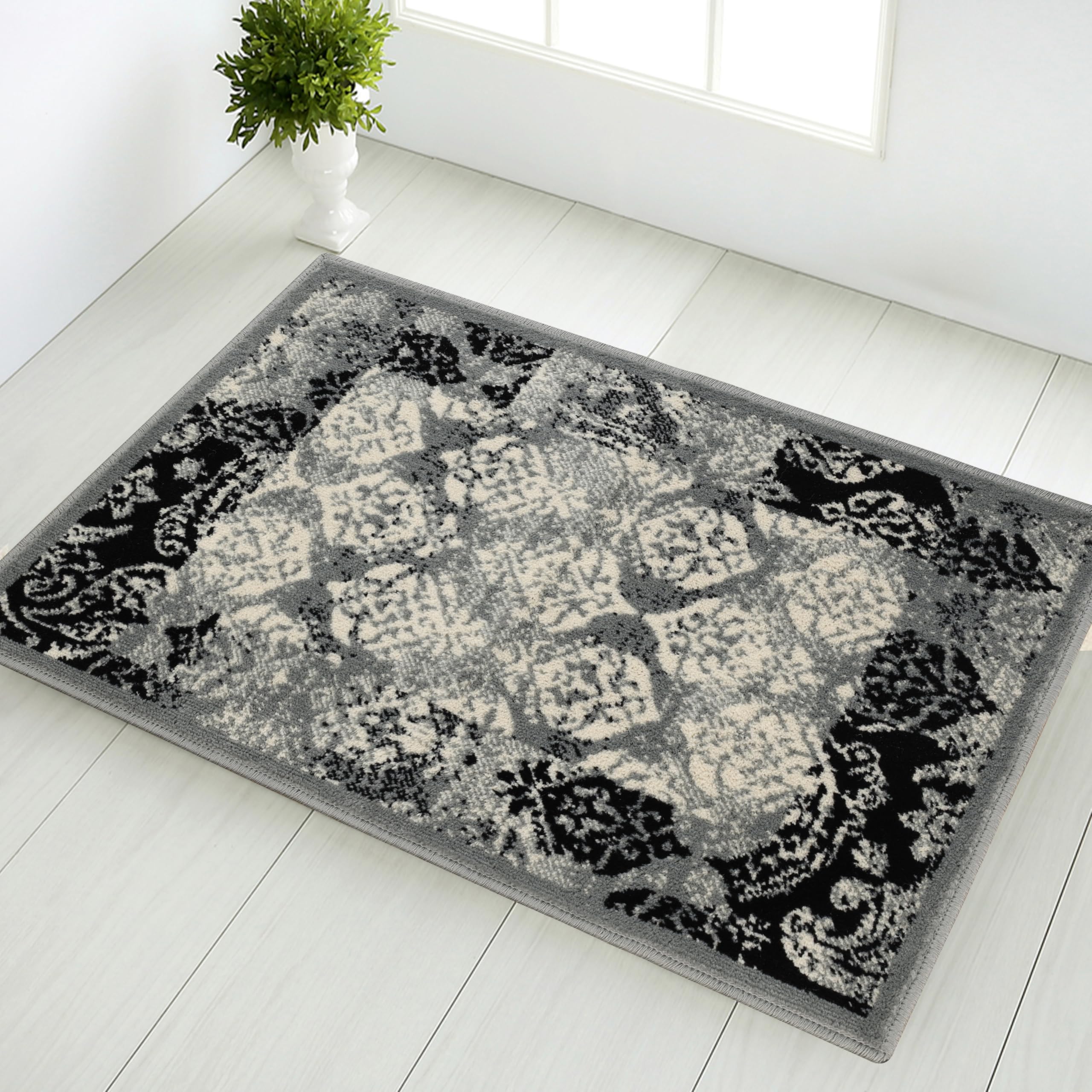 Tapis moderne envers en jute antiderapant pour cuisine et entree