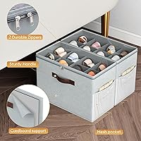 Vista 4 de Budding Joy 2 Pack Shoe Organizer for Closet, Clear Foldable Shoe Storage Containers Adjustable Dividers Fits 16 Pairs,Shoe Storage Bins Baskets