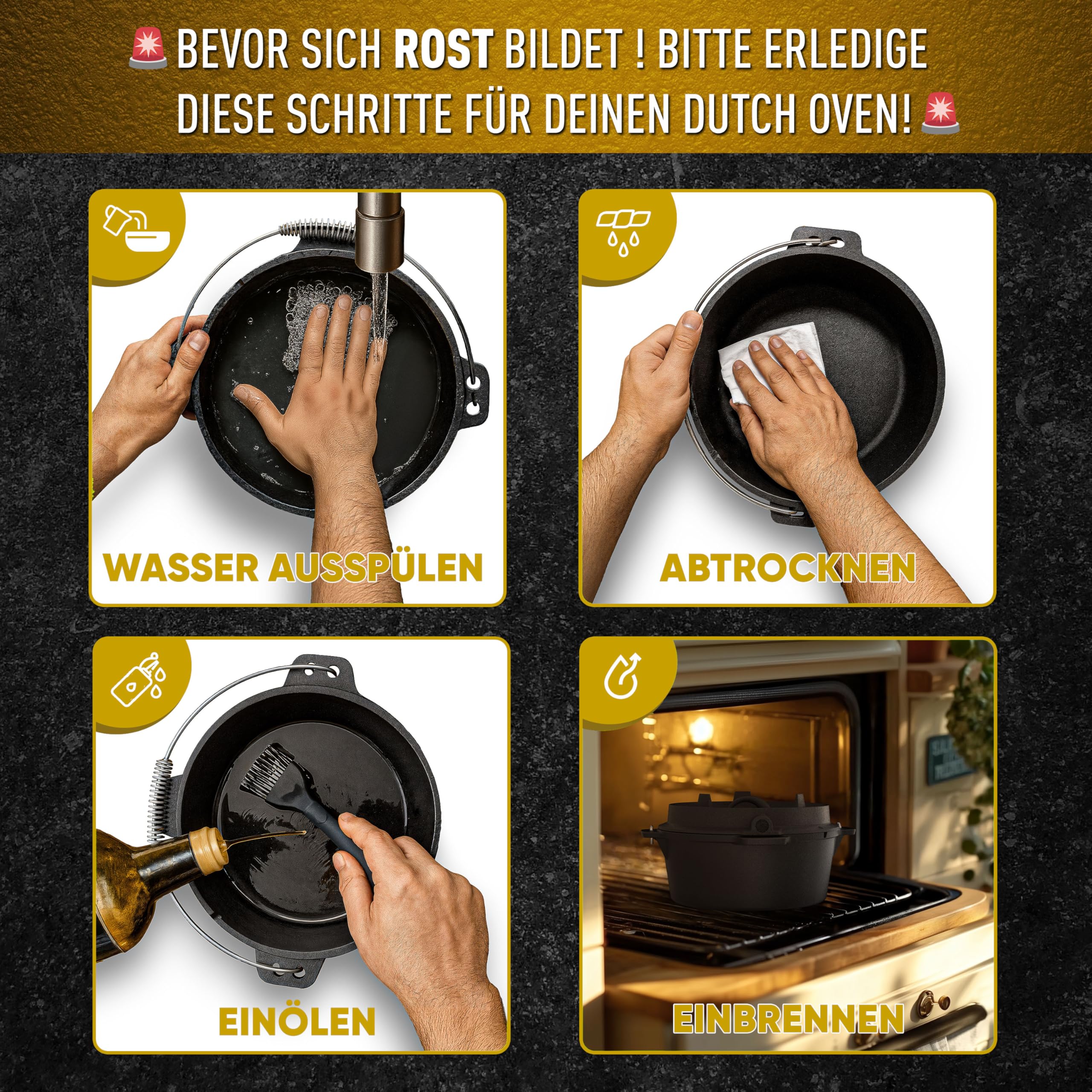 GUSSKÖNIG Gusseisen Brotbackform mit Deckel 33 cm - Brotbacktopf inkl. Rezeptbuch I Brottopf zum backen I Brot Backen Zubehör I eingebrannter Dutch Oven zum Brotbacken I Gusseisen Topf Brot backen