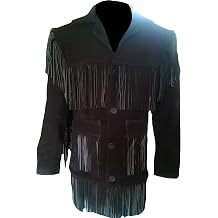 Men's Western Cowboy Suede Leather Fringed Coat