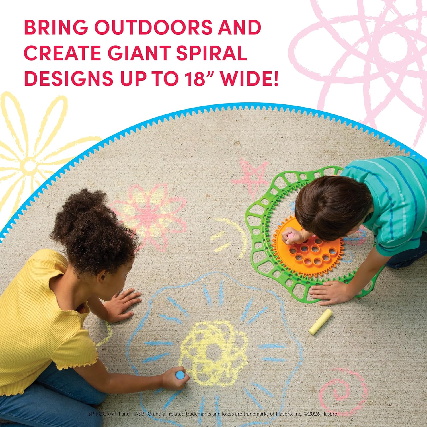 Spirograph Giant Outdoor Jumbo Sidewalk Chalk - Arts and Crafts - Outdoor Activities - Outdoor Toys, Kids Toys, Art Supplies, Craft Supplies, Drawing Kit, Spiral Art, Ages 5+