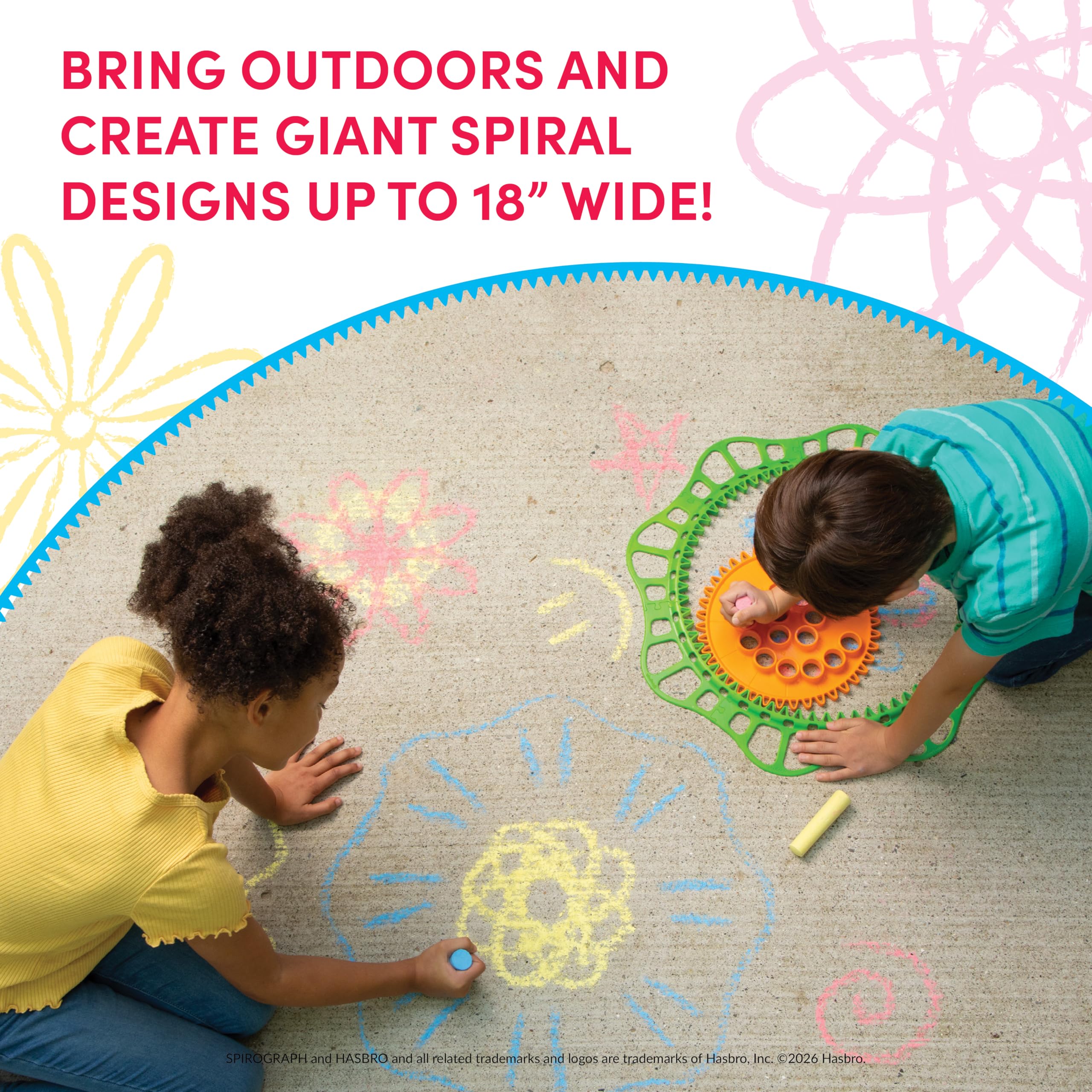 Spirograph Giant Outdoor Jumbo Sidewalk Chalk - Arts and Crafts - Outdoor Activities - Outdoor Toys, Kids Toys, Art Supplies, Craft Supplies, Drawing Kit, Spiral Art, Ages 5+