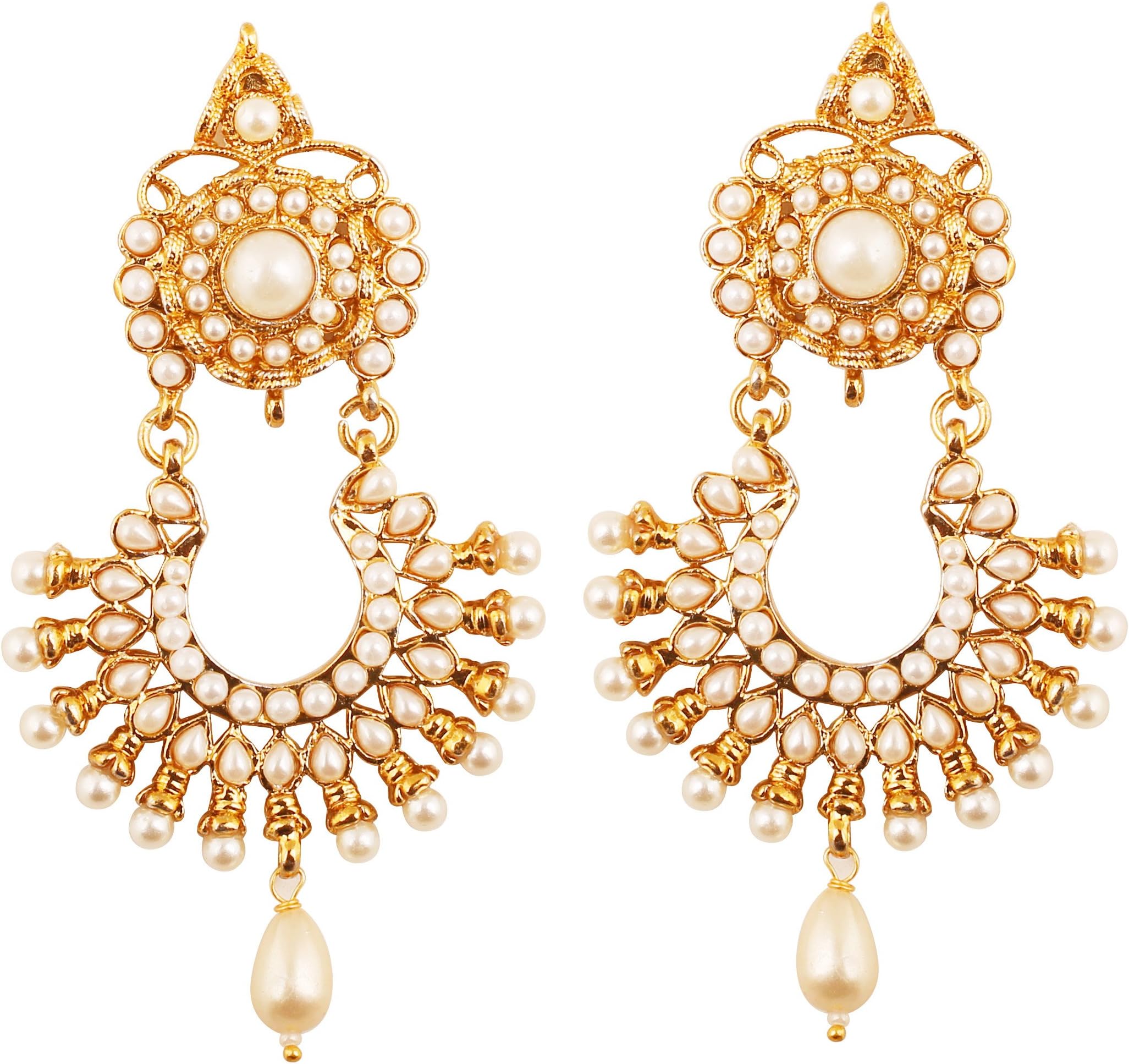 Touchstone Indian Bollywood traditional handcrafted Bridal Wedding Designer crystal Jewelry colorful long earrings Jhumki in Antique Gold And Silver Tone For Women.