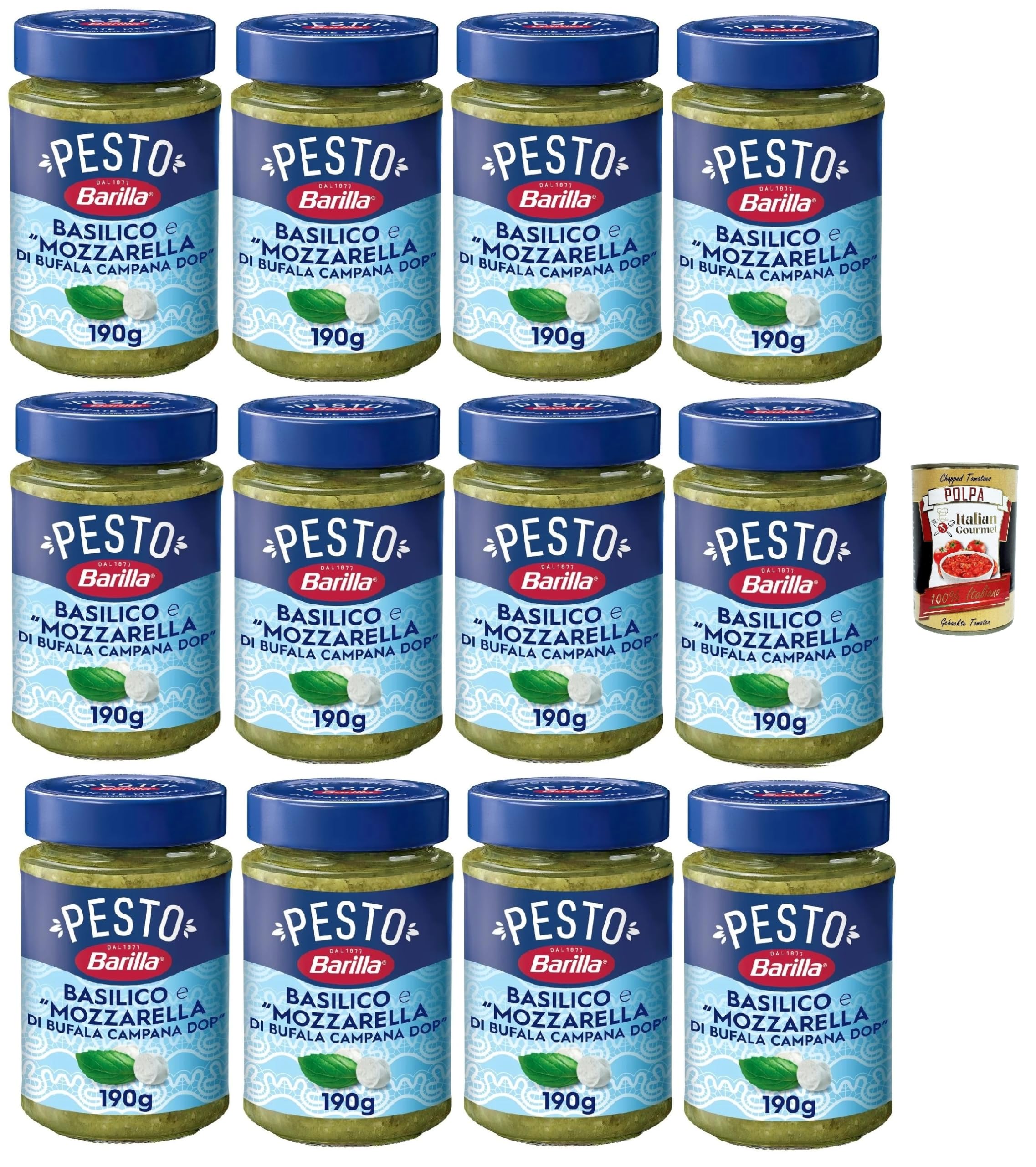Italian Gourmet Pesto Basilico e Mozzarella DOP Pasta-Sauce fein 12 x 190g