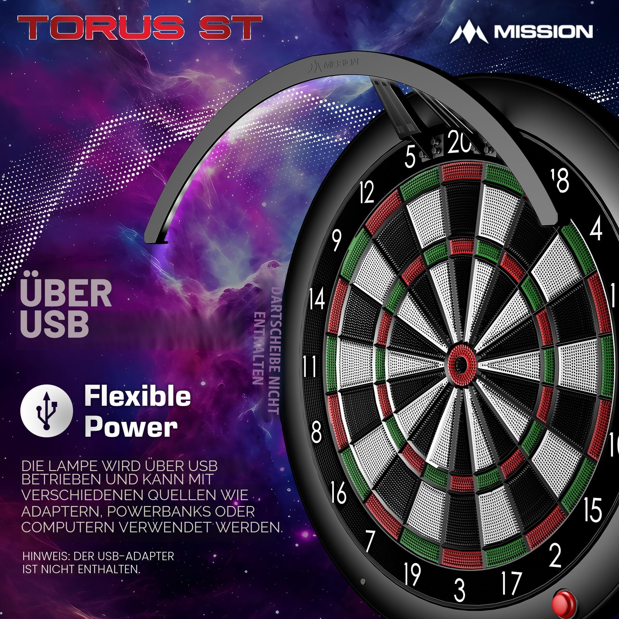 Mission Torus ST Elektronisches Dartboard Beleuchtung