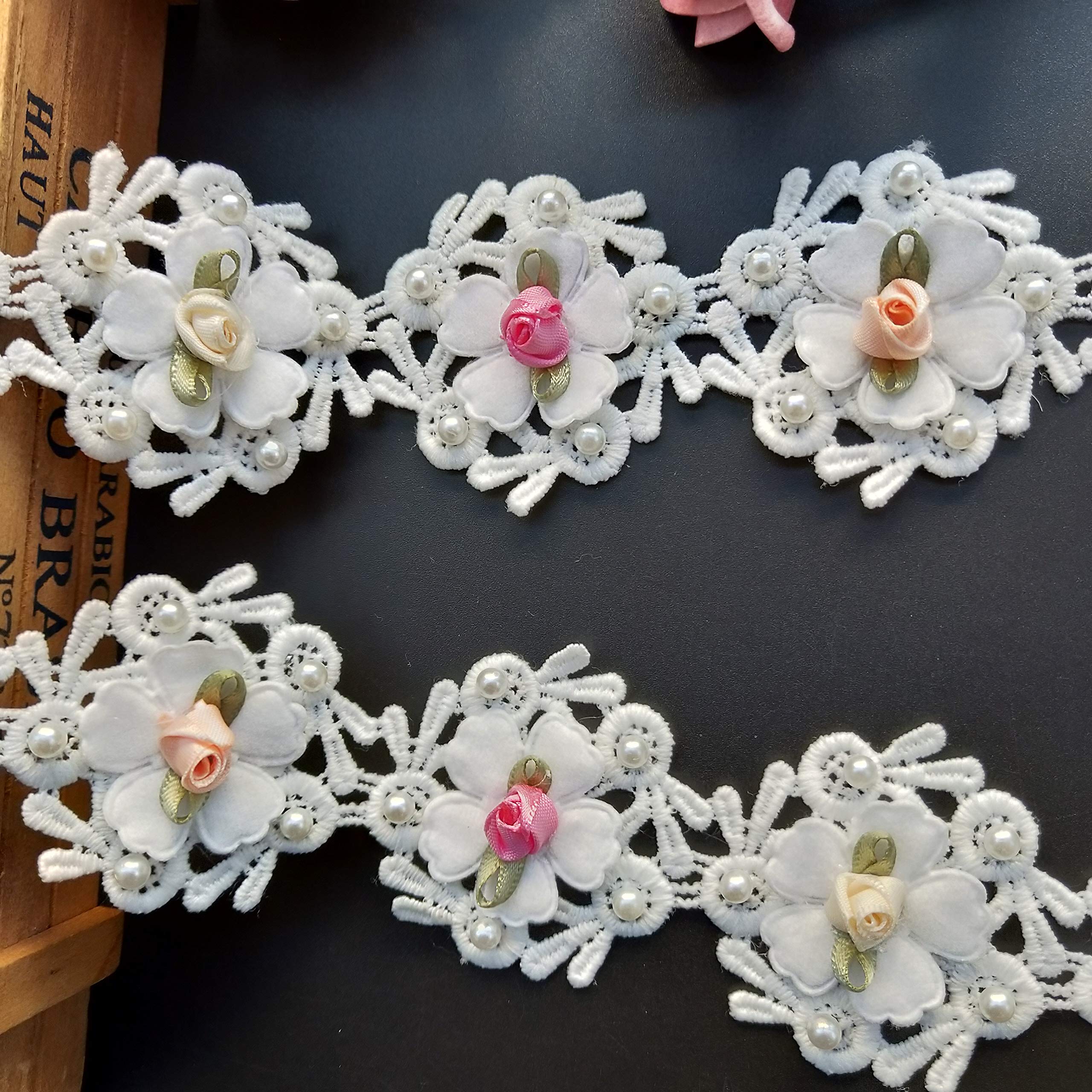 Ruban En Dentelle Avec Perles De 1,8 M Pour Loisirs Créatifs