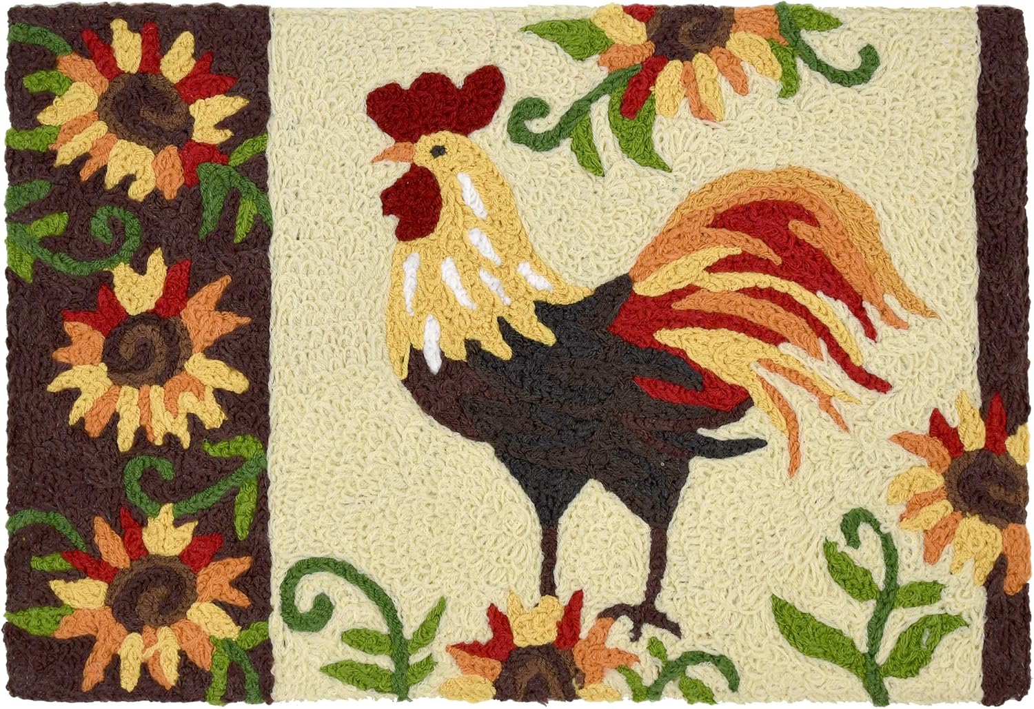 Jellybean Indoor/Outdoor Decorative Rooster & Sunflowers Accent Rug - 20" X 30"