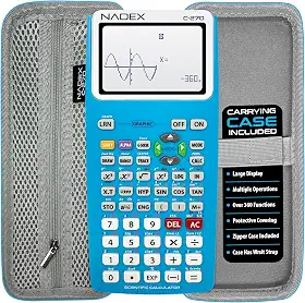 Calculadora científica com gráficos, inclui estojo de transporte, para estudantes universitários e secundários, cálculo, álgebra, geometria, trigonometria, estatística, física, química, azul