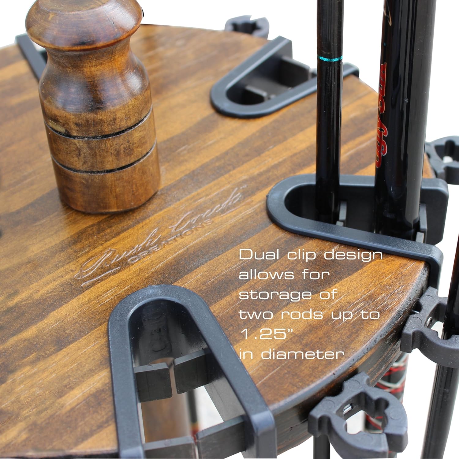 Rush Creek Creations Round 24 Fishing Rod Rack with Dual Rod Clips - No Tool Assembly - Water Resistant, dark (38-3002)