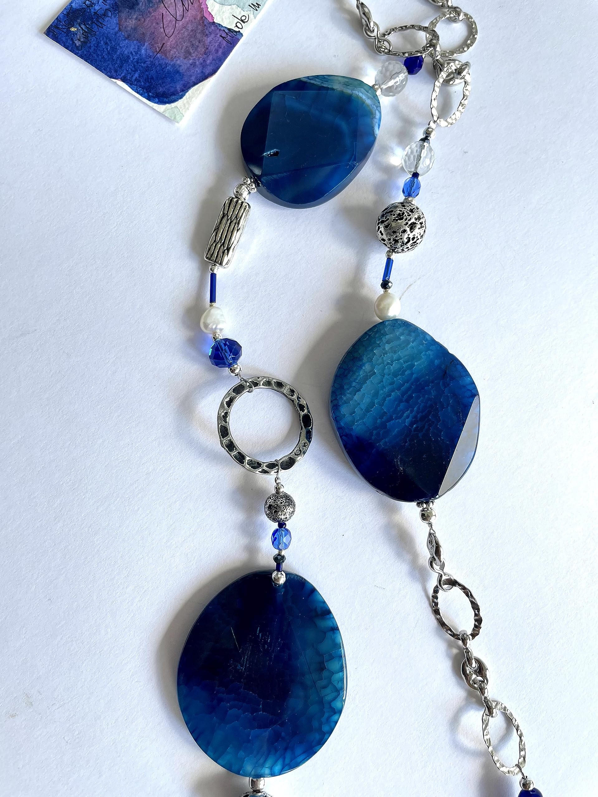 Collana Blu lunga in Pietre dure "NOTTE DI VELLUTO"
