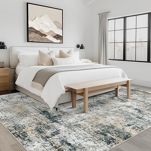 Miniatura 119 de Alfombra de área para sala de estar: alfombra lavable de 5 x 7 con respaldo antideslizante, no desprende pelo, resistente a las manchas, plegable