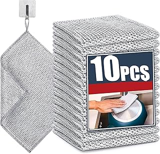 10 Pcs Steel Wire Dishcloth, Double-Layer Non-Scratch Scrubbing Cloth for Kitchen Cleaning, Reusable Wire Mesh Cleaning Rag for Cookware, Sinks, Stovetops, and Dishes