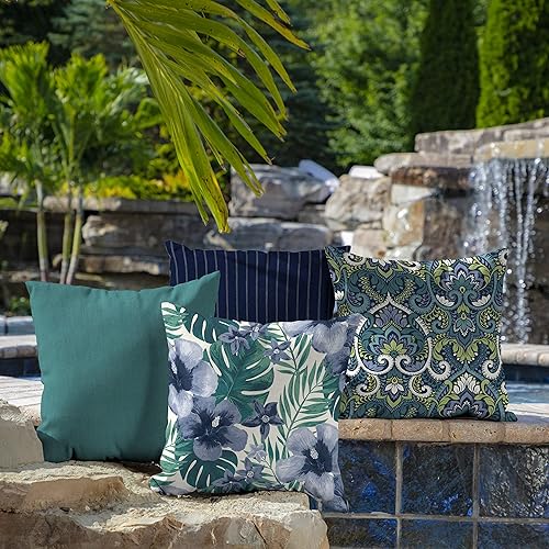 Vista 115 de Arden Selections Cojín decorativo para exteriores, paquete de 2, 16 x 16 pulgadas, aguamarina Leala Aqua Leala