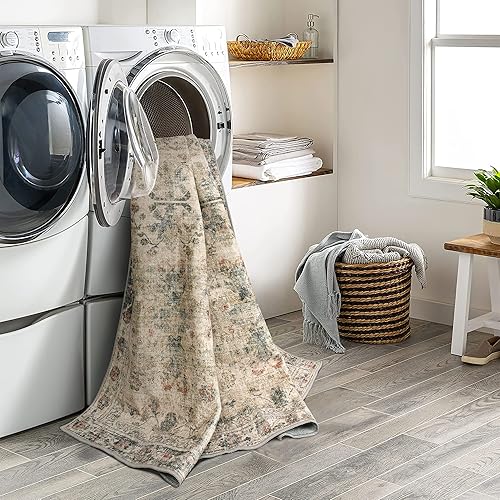 Miniatura 5 de Alfombra lavable de 8 x 10 pies, resistente a las manchas, vintage, de 8 x 10 pies, súper suave, lavable para sala de estar, dormitorio, alfombra