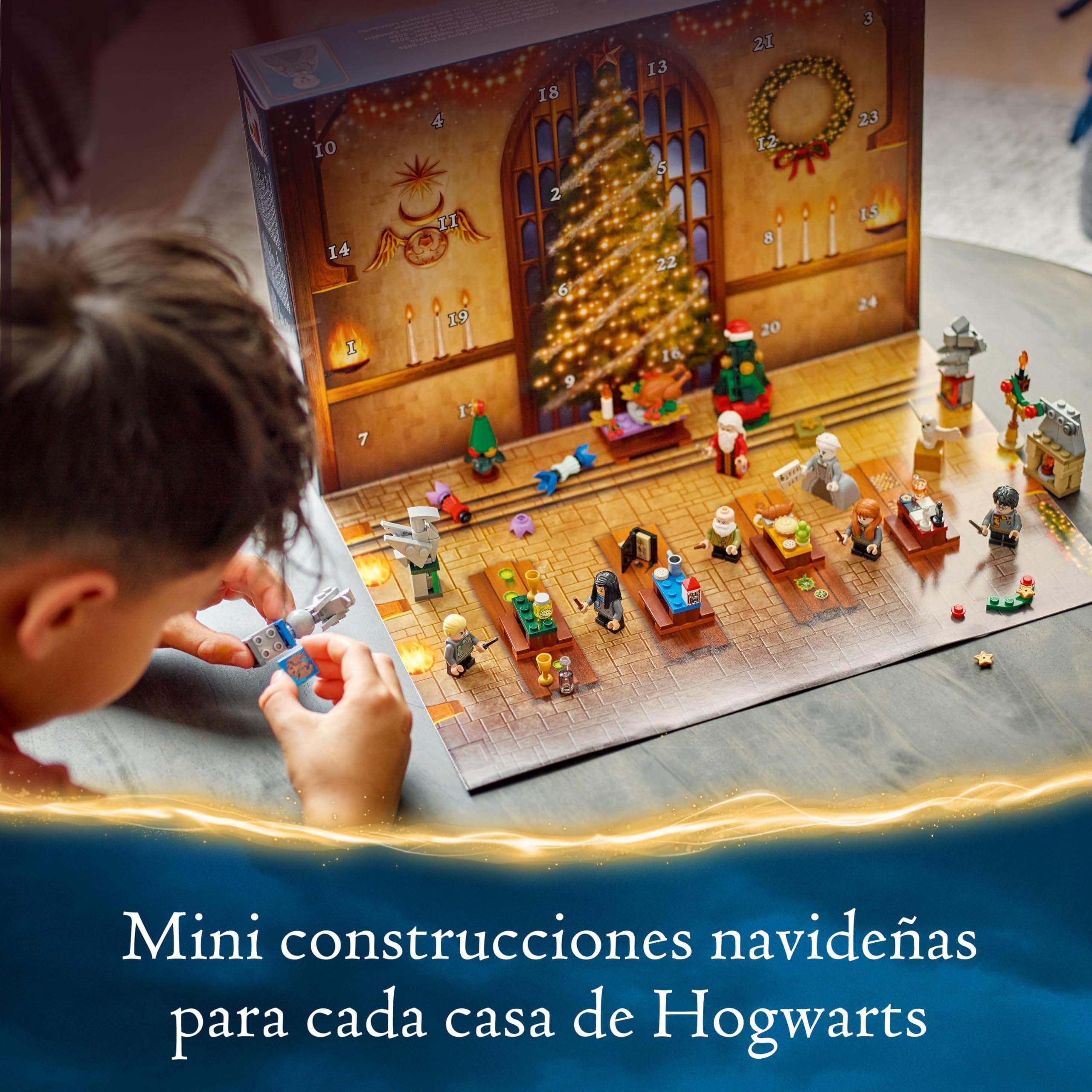 LEGO Harry Potter Calendario de Adviento 2024 Juguete de Fantasía Inspirado en Hogwarts, Juego de Aventuras, 7 Minifiguras, 16 Maquetas, Regalo Pre-Navideño para Niñas y Niños de 8 Años o Más 76438