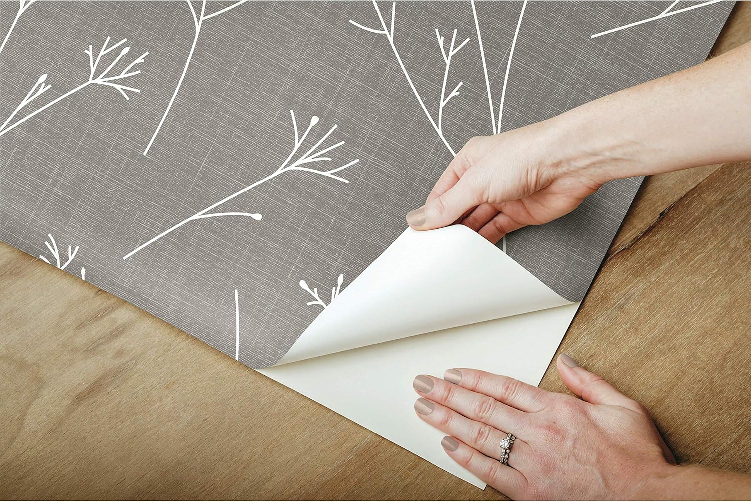 RoomMates Gray and White Twigs Peel and Stick Wallpaper, Removable Self-Adhesive Wallpaper Roll, 20.5 in x 16.5 ft